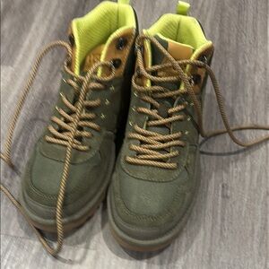 Kids Green and Brown Hiking Boots